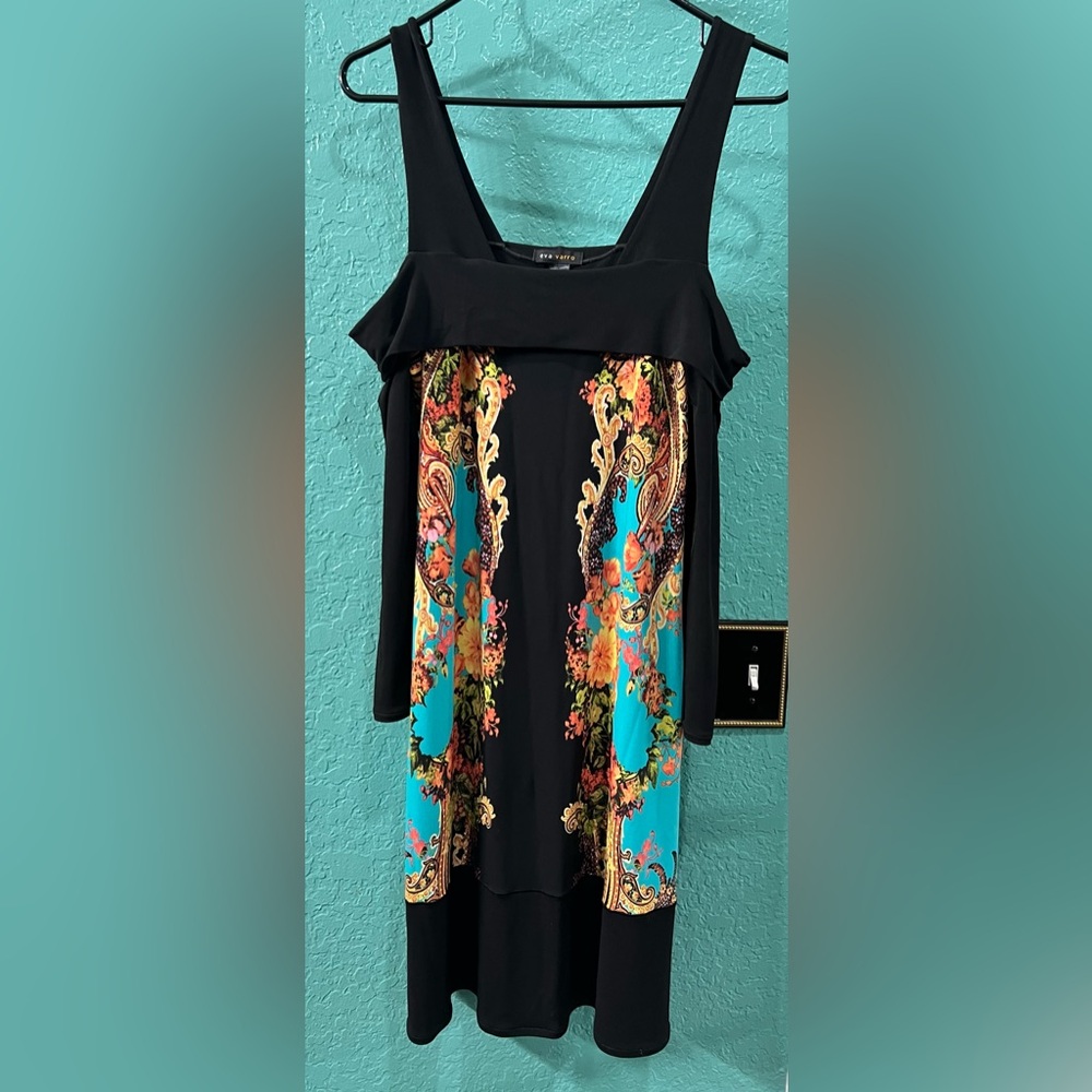 👑✅PRICE FIRM✅Eva Varro Colorful Off the Shoulder Long Sleeve Midi Dress. - Picture 3 of 11